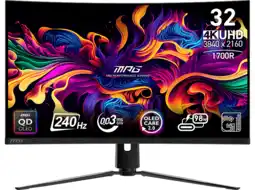 MediaMarkt MSI Mpg 321curx Qd-oled - 31.5 Inch 3840 X 2160 (ultra Hd 4k) 0.03 Ms 240 Hz aanbieding