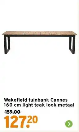 GAMMA Wakefield tuinbank Cannes 160 cm light teak look metaal aanbieding