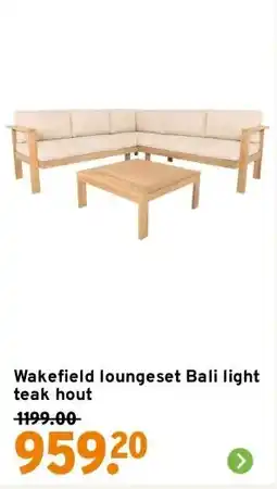 GAMMA Wakefield loungeset Bali light teak hout aanbieding