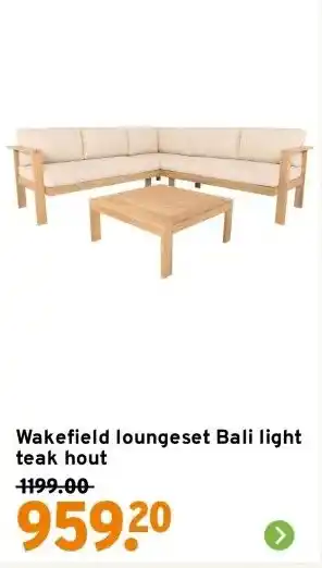 GAMMA Wakefield loungeset Bali light teak hout aanbieding