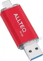 Bol.com USB stick - Dual USB - USB C - 64 GB - Rood - Allteq aanbieding