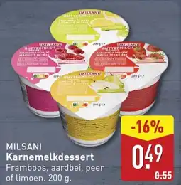 ALDI Milsani karnemelkdessert aanbieding