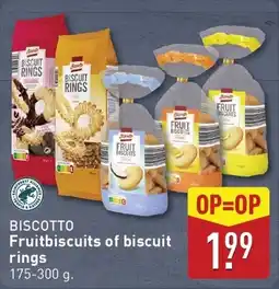 ALDI Biscotto fruitbiscuits of biscuit rings aanbieding