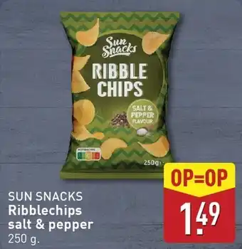 ALDI Sun snacks ribblechips salt & pepper aanbieding