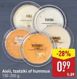 ALDI Aioli, tzatziki of hummus aanbieding
