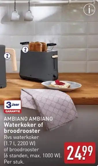 ALDI Ambiano ambiano waterkoker of broodrooster aanbieding