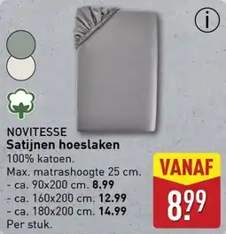 ALDI Novitesse satijnen hoeslaken aanbieding