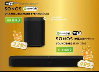 Expert Sonos Draadloze Smart Speaker | One Of Sonos Soundbar | Beam Gen2 aanbieding