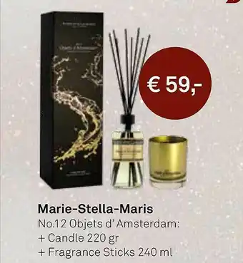 Mooi parfumerie Marie-Stella-Maris No.12 Objets D'Amsterdam: + Candle 220 Gr + Fragrance Sticks 240 Ml aanbieding