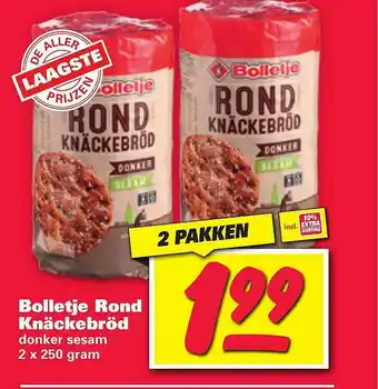 Nettorama Bolletje Rond Knäckebröd Donker Sesam aanbieding