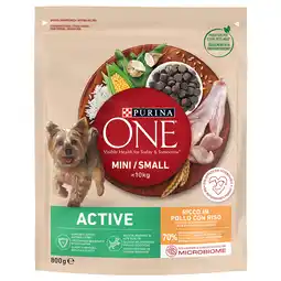 Zooplus 2,4kg (3x800g) Mini Active Kip & Rijst Purina ONE Hondenvoer aanbieding