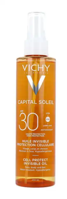 De Online Drogist Vichy Capital Soleil Cell Protect Invisible Oil SPF30 200ML aanbieding