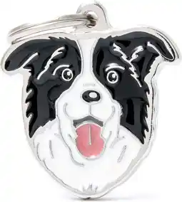 Welkoop My Family Border Collie - Hondenpenning - Zwart-Wit - M - 30x32 mm aanbieding