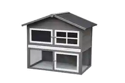Welkoop Konijnenhok Dallas - 130x86x112,5 cm - White wash/Grijs aanbieding