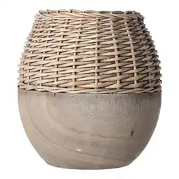 Van Cranenbroek Vaas riet met paulownia grijs 29x28cm NC aanbieding