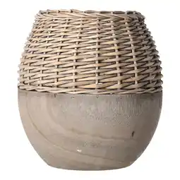 Van Cranenbroek Vaas riet met paulownia grijs 29x28cm NC aanbieding