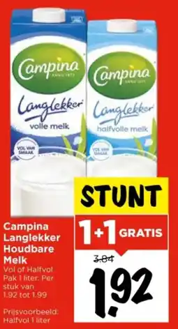 Vomar Voordeelmarkt Campina langlekker houdbare melk aanbieding