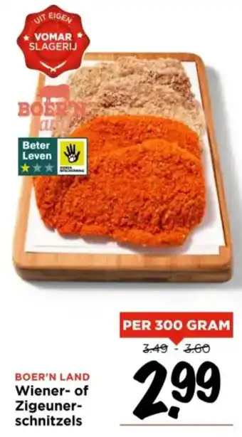 Vomar Voordeelmarkt Boer'n land wiener of zigeuner schnitzels aanbieding