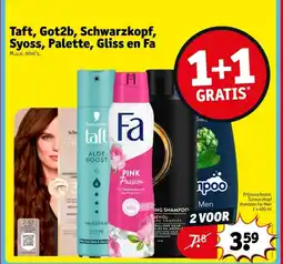 Kruidvat Taft, got2b, schwarzkopf, syoss, palette, gliss en fa aanbieding