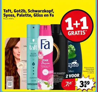 Kruidvat Taft, got2b, schwarzkopf, syoss, palette, gliss en fa aanbieding