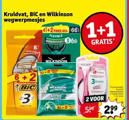 Kruidvat Kruidvat, bic en wilkinson wegwerpmesjes aanbieding