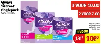 Kruidvat Always discreet singlepack aanbieding
