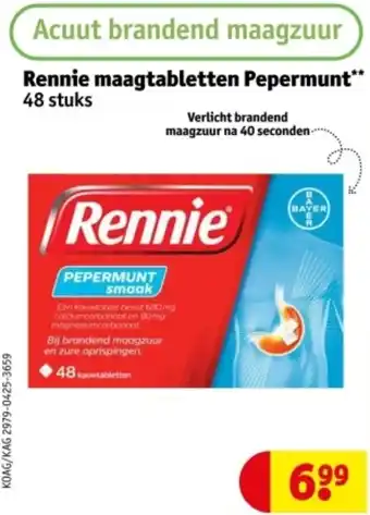 Kruidvat Rennie maagtabletten Pepermunt aanbieding