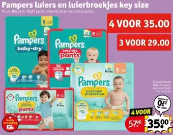 Kruidvat Pampers luiers en luierbroekjes key size aanbieding