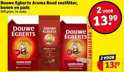 Kruidvat Douwe Egberts Aroma Rood snelfilter, bonen en pads aanbieding