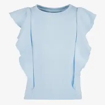 Scapino TwoDay meisjes rib top met ruches lichtblauw aanbieding