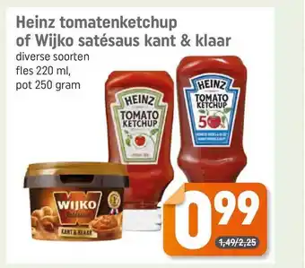 Dagwinkel Heinz Tomatenketchup Of Wijko Satésaus Kant & Klaar aanbieding