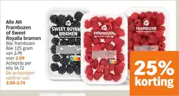 Albert Heijn Alle AH Frambozen of Sweet Royalla bramen aanbieding