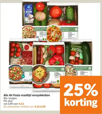 Albert Heijn Alle AH Pasta maaltijd verspakketten aanbieding