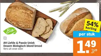 Albert Heijn AH Liefde & Passie Uniek Desem Biologisch blond brood aanbieding