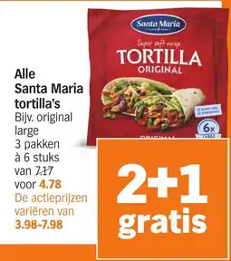 Albert Heijn Alle Santa Maria tortilla's aanbieding