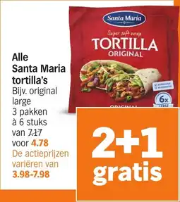 Albert Heijn Alle Santa Maria tortilla's aanbieding