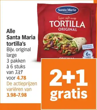 Albert Heijn Alle Santa Maria tortilla's aanbieding