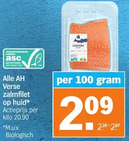 Albert Heijn Alle AH Verse zalmfilet op huid aanbieding