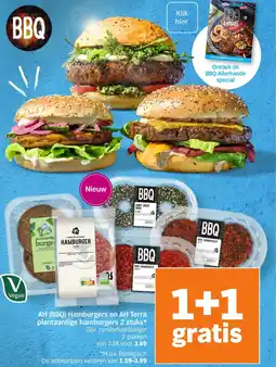 Albert Heijn AH BBQ Hamburgers en AH Terra plantaardige hamburgers aanbieding