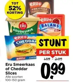 Vomar Voordeelmarkt Eru Smeerkaas of Cheddar Slices aanbieding