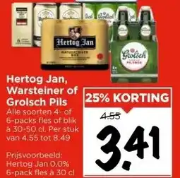 Vomar Voordeelmarkt Hertog Jan, Warsteiner of Grolsch Pils aanbieding