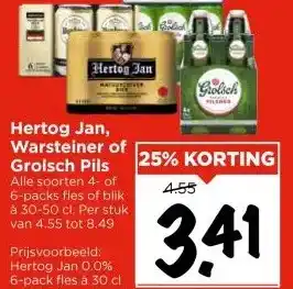 Vomar Voordeelmarkt Hertog Jan, Warsteiner of Grolsch Pils aanbieding