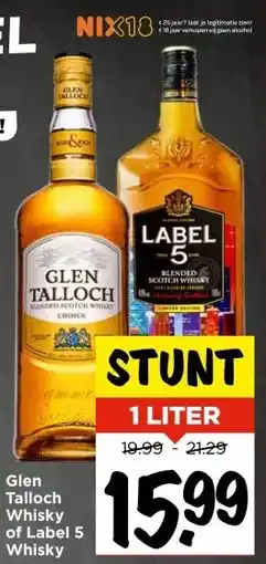 Vomar Voordeelmarkt Glen Talloch Whisky of Label 5 Whisky aanbieding