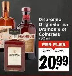 Vomar Voordeelmarkt Disaronno Originale 1 liter Drambuie of Cointreau 700 ml aanbieding