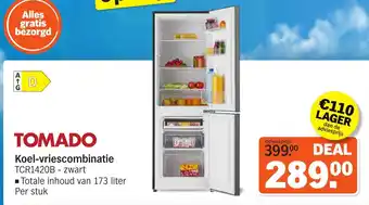 Albert Heijn Tomado Koel vriescombinatie aanbieding