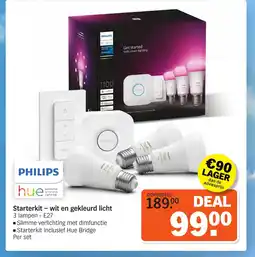 Albert Heijn Philips Starterkit wit en gekleurd licht aanbieding
