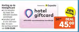 Albert Heijn Korting op de Hotelgiftcard aanbieding