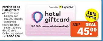 Albert Heijn Korting op de Hotelgiftcard aanbieding