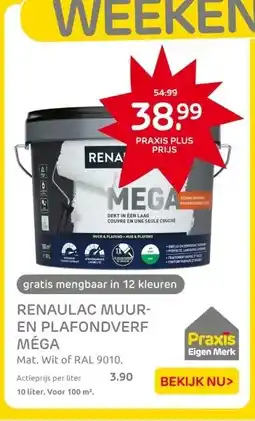 Praxis RENAULAC MUUR- EN PLAFONDVERF MÉGA aanbieding