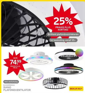 Praxis SIANO PLAFONDVENTILATOR aanbieding